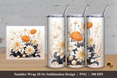 Dahlia Plants Tumbler Wrap Sublimation Design 3 Product Image 1
