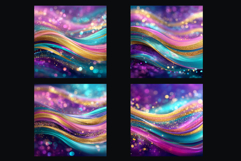Golden Pink Wave Stripes backgrounds | Glitter Digital Paper Product Image 2