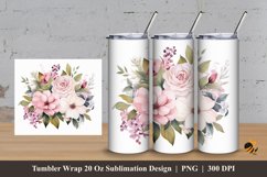Blossom Flower Tumbler Wrap Sublimation Design 3 Product Image 1