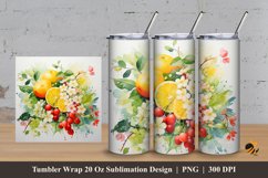 Fruit and Flower Tumbler Wrap Sublimation Design 3 Product Image 1