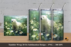 White Bear Tumbler Wrap Sublimation Design 3 Product Image 1