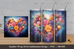 Rainbow Flower Tumbler Wrap Sublimation Design 3 Product Image 1
