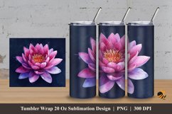 Water Lilies Tumbler Wrap Sublimation Design 3 Product Image 1