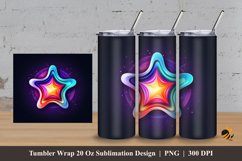 One Star Tumbler Wrap Sublimation Design 3 Product Image 1