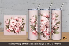 Pink Pale Flower Tumbler Wrap Sublimation Design 3 Product Image 1
