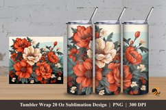 Blossom Illustration Tumbler Wrap Sublimation Design 3 Product Image 1