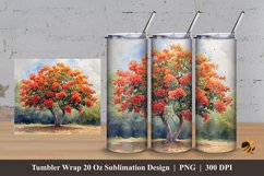 Realistic Tree Tumbler Wrap Sublimation Design 3 Product Image 1