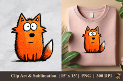 Fluffy Orange Fox DTF Sublimation Clipart Design 3 Product Image 1