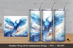 Blue Phoenix frozen ice Tumbler Wrap Sublimation Design 3 Product Image 1