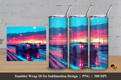 Car And Sunset Tumbler Wrap Sublimation Design 3 Product Image 1