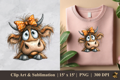 Cute Highland Cow DTF Sublimation Clipart Design 3 Product Image 1