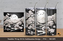 3D White Sakura Tumbler Wrap Sublimation Design 3 Product Image 1