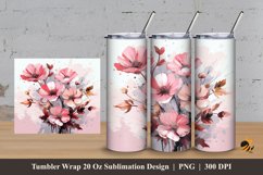 Pink Boquet Tumbler Wrap Sublimation Design 3 Product Image 1