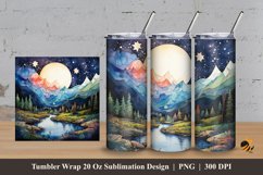 Mountain River Tumbler Wrap Sublimation Design 3 Product Image 1