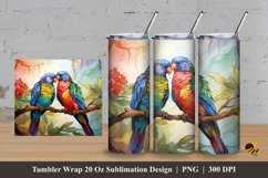 Rainbow Birds Tumbler Wrap Sublimation Design 3 Product Image 1