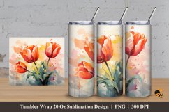 Tulip Flower Tumbler Wrap Sublimation Design 3 Product Image 1