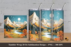 3D Alpen Mountain Tumbler Wrap Sublimation Design 3 Product Image 1