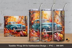 Car Flowers Tumbler Wrap Sublimation Design 3 Product Image 1