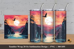 Waterfall Sunset Tumbler Wrap Sublimation Design 3 Product Image 1