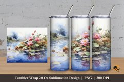 Lake Lotus Tumbler Wrap Sublimation Design 3 Product Image 1