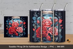 Rose Jar Tumbler Wrap Sublimation Design 3 Product Image 1
