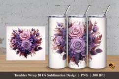 Valentine Flowers Tumbler Wrap Sublimation Design 3 Product Image 1