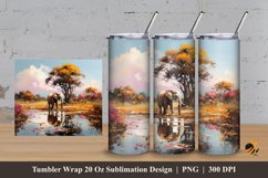Wild Elephants Tumbler Wrap Sublimation Design 3 Product Image 1