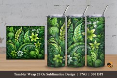 Green Fern Tumbler Wrap Sublimation Design 3 Product Image 1