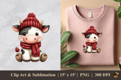 Cute Baby Cow DTF Sublimation Clipart Design 3 Product Image 1