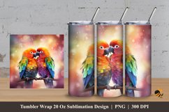 Lovebird Chirping Tumbler Wrap Sublimation Design 3 Product Image 1