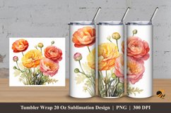 Persian Flowers Tumbler Wrap Sublimation Design 3 Product Image 1