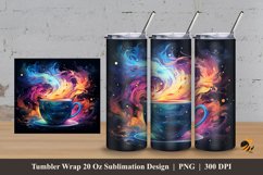Cup And Galaxy Tumbler Wrap Sublimation Design 3 Product Image 1