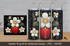 Lovely Strawberry Tumbler Wrap Sublimation Design 3 Product Image 1