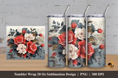 Roses Bloom Illustration Tumbler Wrap Sublimation Design 3 Product Image 1