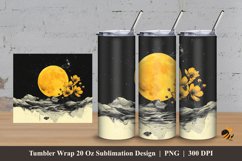 Ink Moon And Flower Tumbler Wrap Sublimation Design 3 Product Image 1