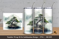Misty Bonsai Tumbler Wrap Sublimation Design 3 Product Image 1