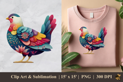 Blooming Chicken DTF Sublimation Clipart Design 3 Product Image 1