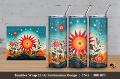 Retro Flower Tumbler Wrap Sublimation Design 3 Product Image 1