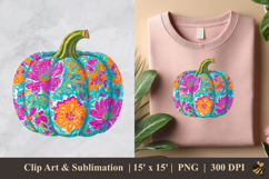 Pumpkin Flower Sublimation Clipart Design 3 Product Image 1
