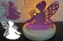 Paper cut Girl with Wings Holding Flower - Sitting Fairy SVG Product Image 3