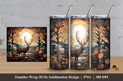 Forest Deer Tumbler Wrap Sublimation Design 3 Product Image 1