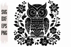 Owl Flower Svg, Owl Svg, Flowers Svg, Silhouette Product Image 2