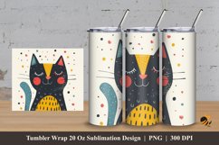 Handdrawn Cute Cat Tumbler Wrap Sublimation Design 3 Product Image 1