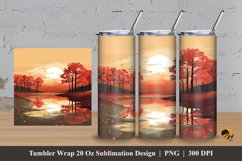 Red Autumn Tumbler Wrap Sublimation Design 3 Product Image 1