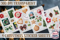 Christmas Watercolor Sticker Sheet Winter 4 PNG Product Image 1