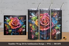 Airbrush Rose Tumbler Wrap Sublimation Design 3 Product Image 1