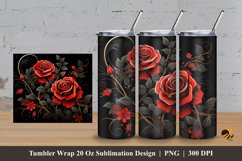 Rose Flowers Tumbler Wrap Sublimation Design 3 Product Image 1