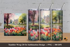 Watercolor City Garden Tumbler Wrap Sublimation Design 3 Product Image 1