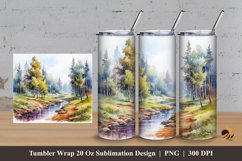 Misty River Tumbler Wrap Sublimation Design 3 Product Image 1