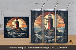 Handdrawn Sea Tower Tumbler Wrap Sublimation Design 3 Product Image 1
